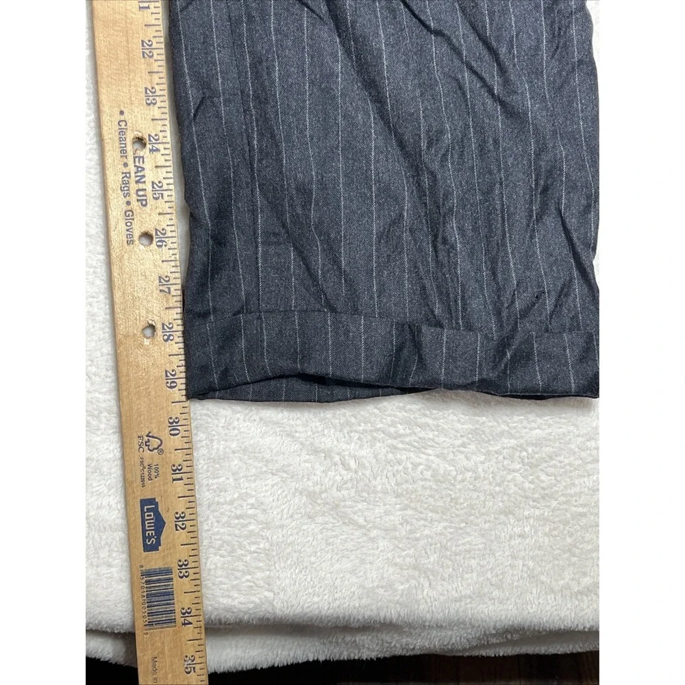 Jos. A. Banks Mens 38/30 Black Pin Striped Cuffed Cashmere Suspender Dress Pants